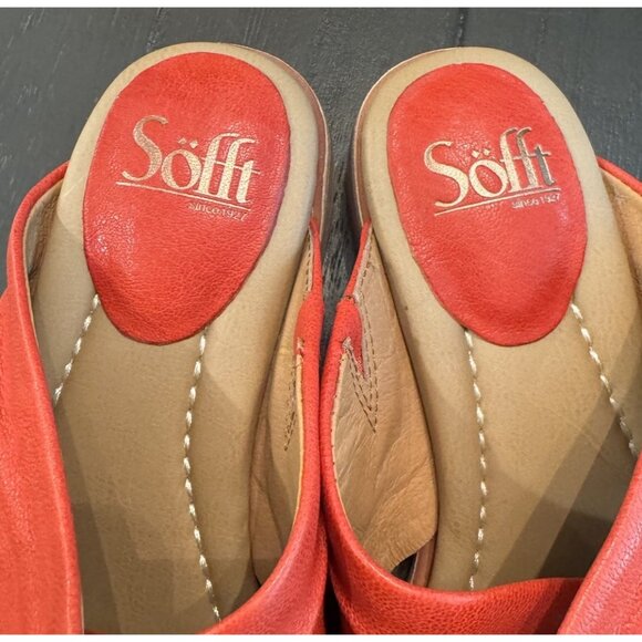 Sofft Fallon Size 7 Leather Slide Sandals Red Coral - Picture 6 of 13